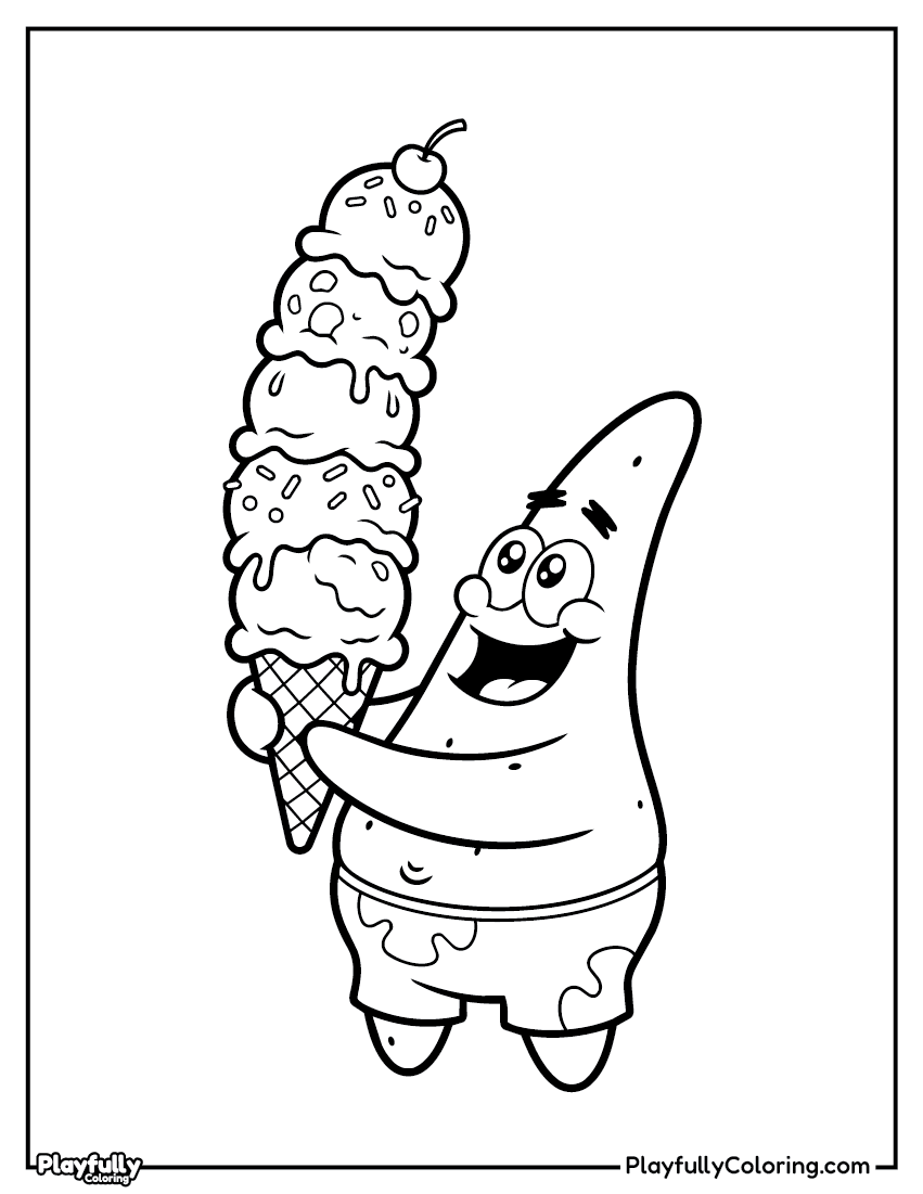 SpongeBob Coloring Pages Patrick star ice cream tower coloring page