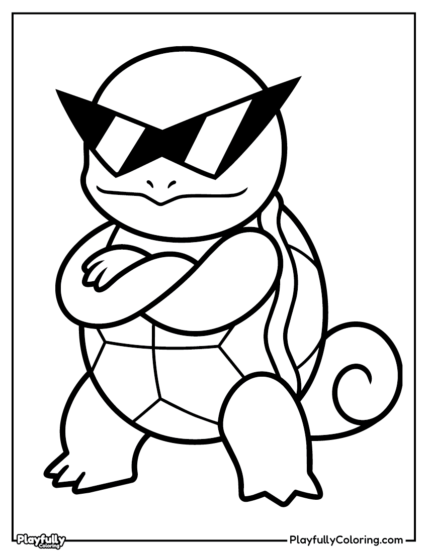 Pokemon Coloring Pages — Free PDF 28 squirtle squad sunglasses coloring page