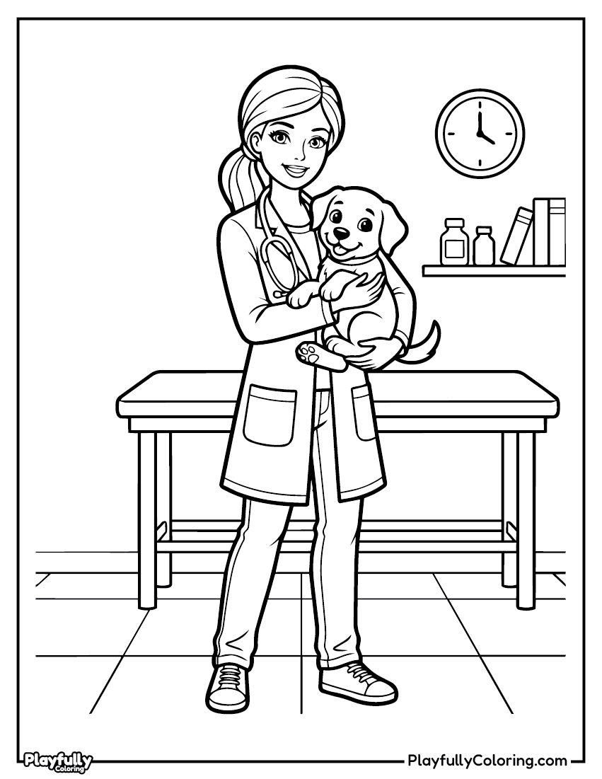 Barbie Coloring Pages Barbie veterinarian coloring page