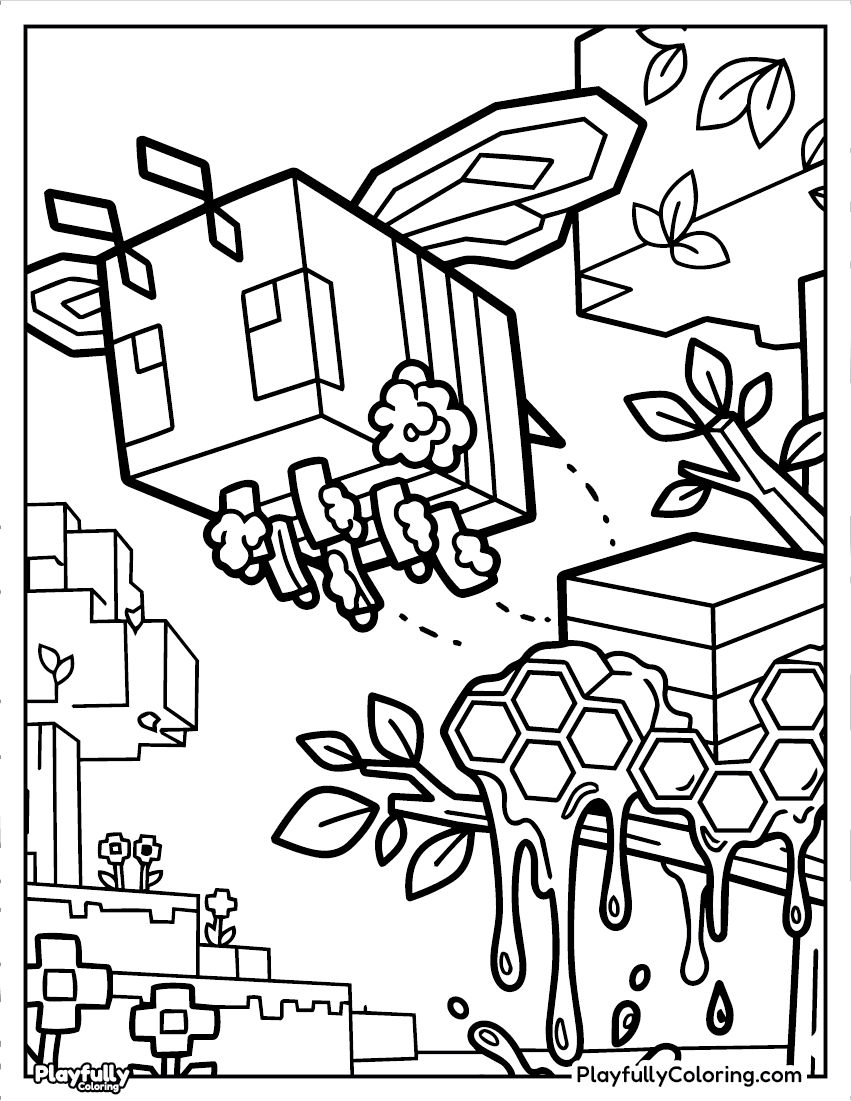 Minecraft Coloring Pages minecraft bee mob coloring page