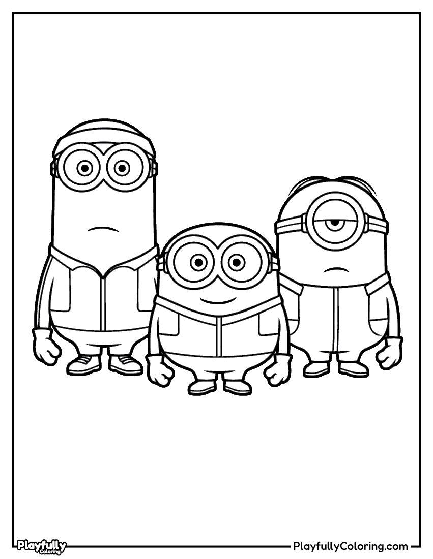 Minions Coloring Pages — Free Printable minions group winter coloring page