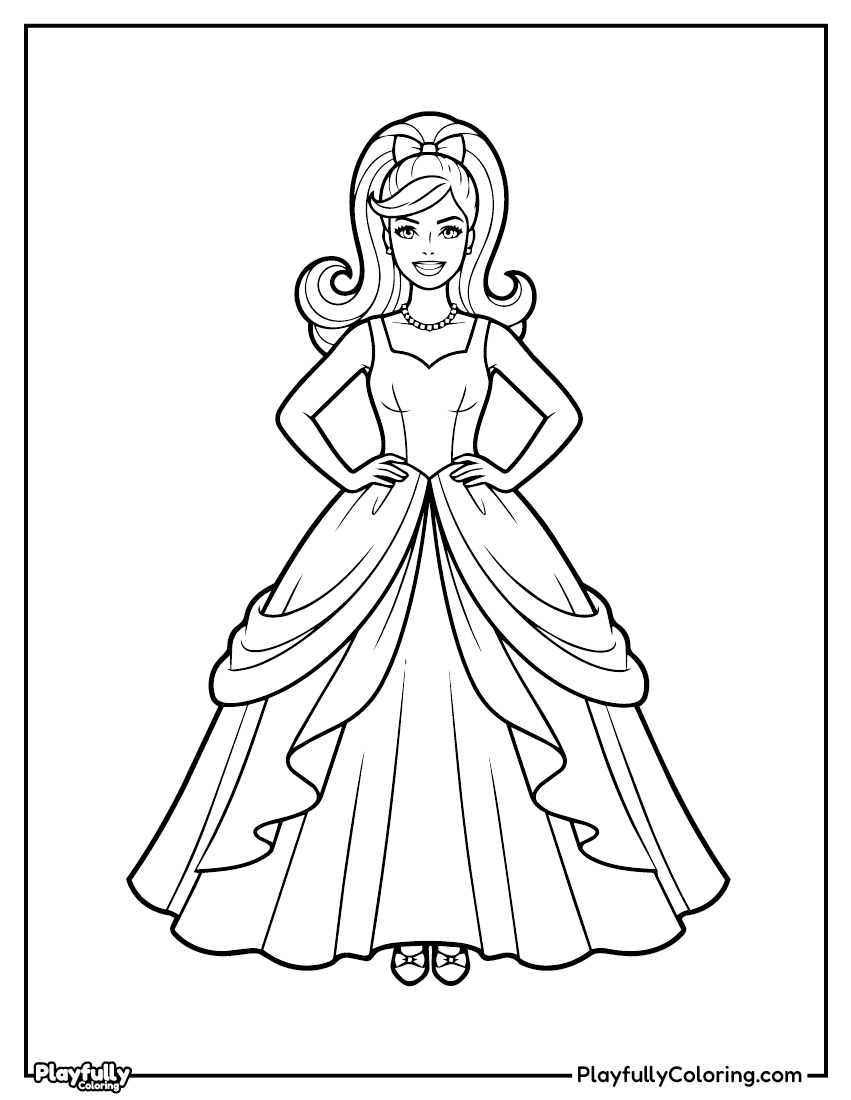 Barbie Coloring Pages Barbie princess ballgown coloring page