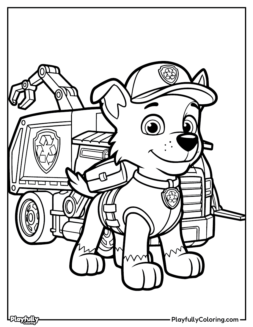 Paw Patrol Coloring Pages Marshall with fire truck coloring page