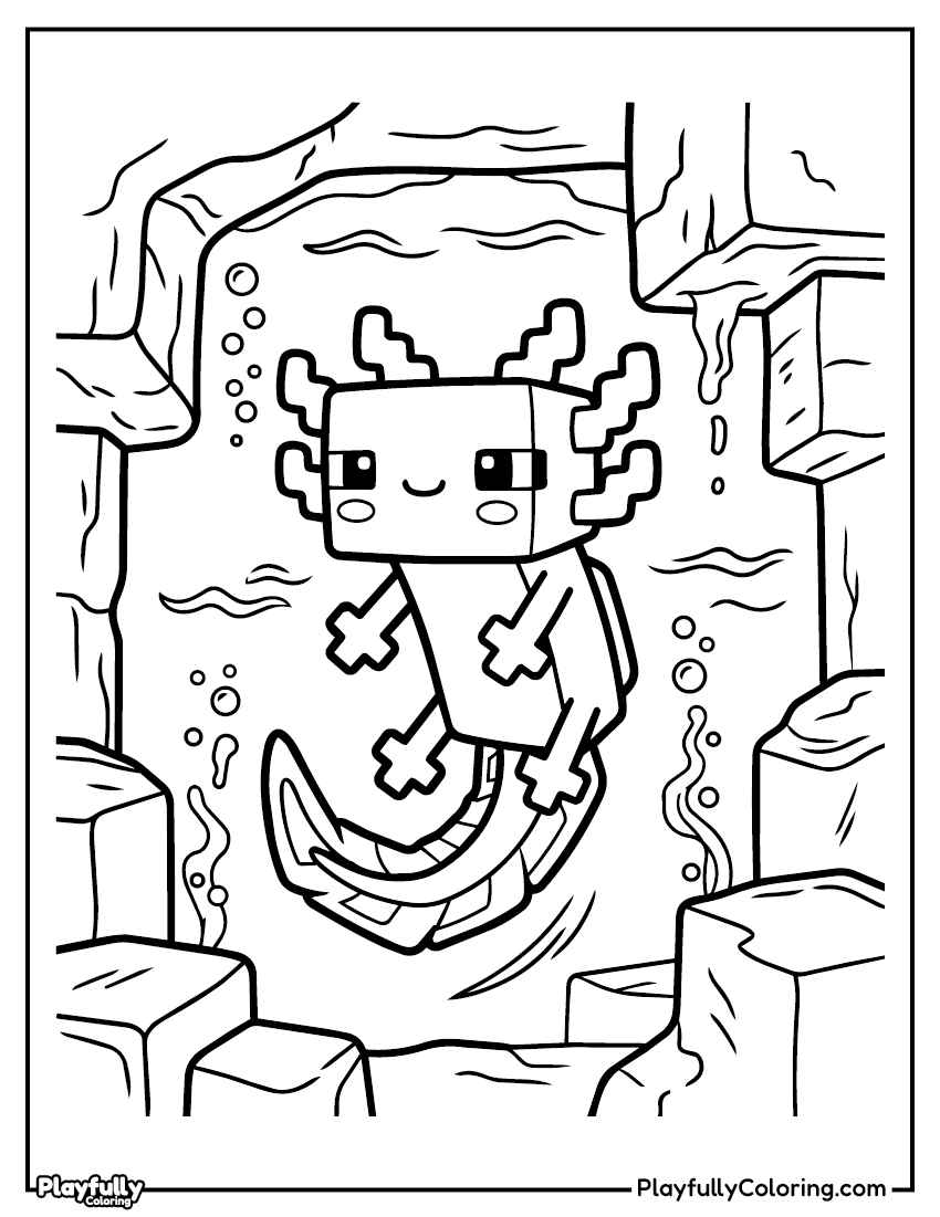 Minecraft Coloring Pages 30 minecraft axolotl close up coloring page
