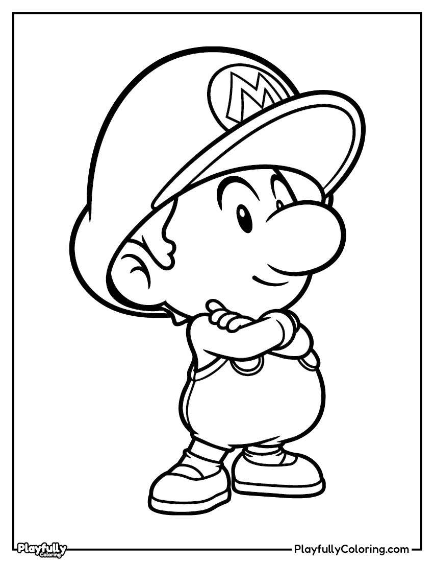 Mario Coloring Pages - Free Printables baby mario standing arms crossed coloring page
