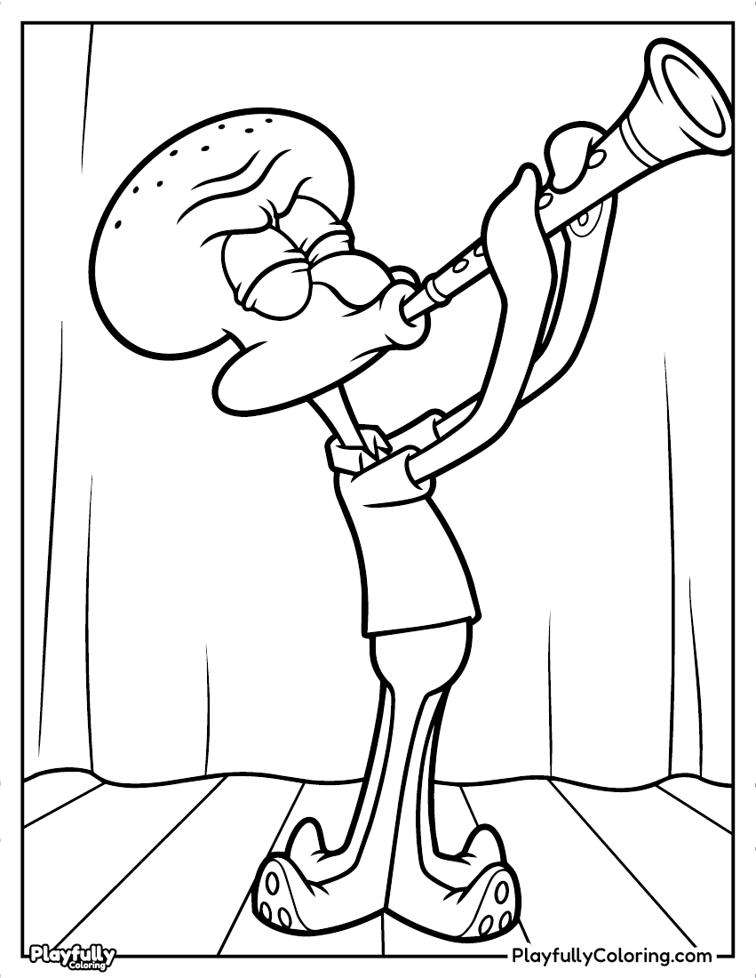 SpongeBob Coloring Pages squidward clarinet coloring page