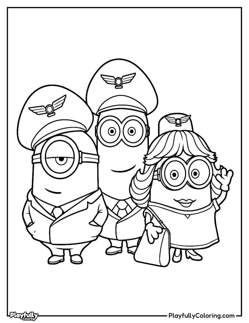 Minions Coloring Pages — Free Printable minions nurse group coloring page