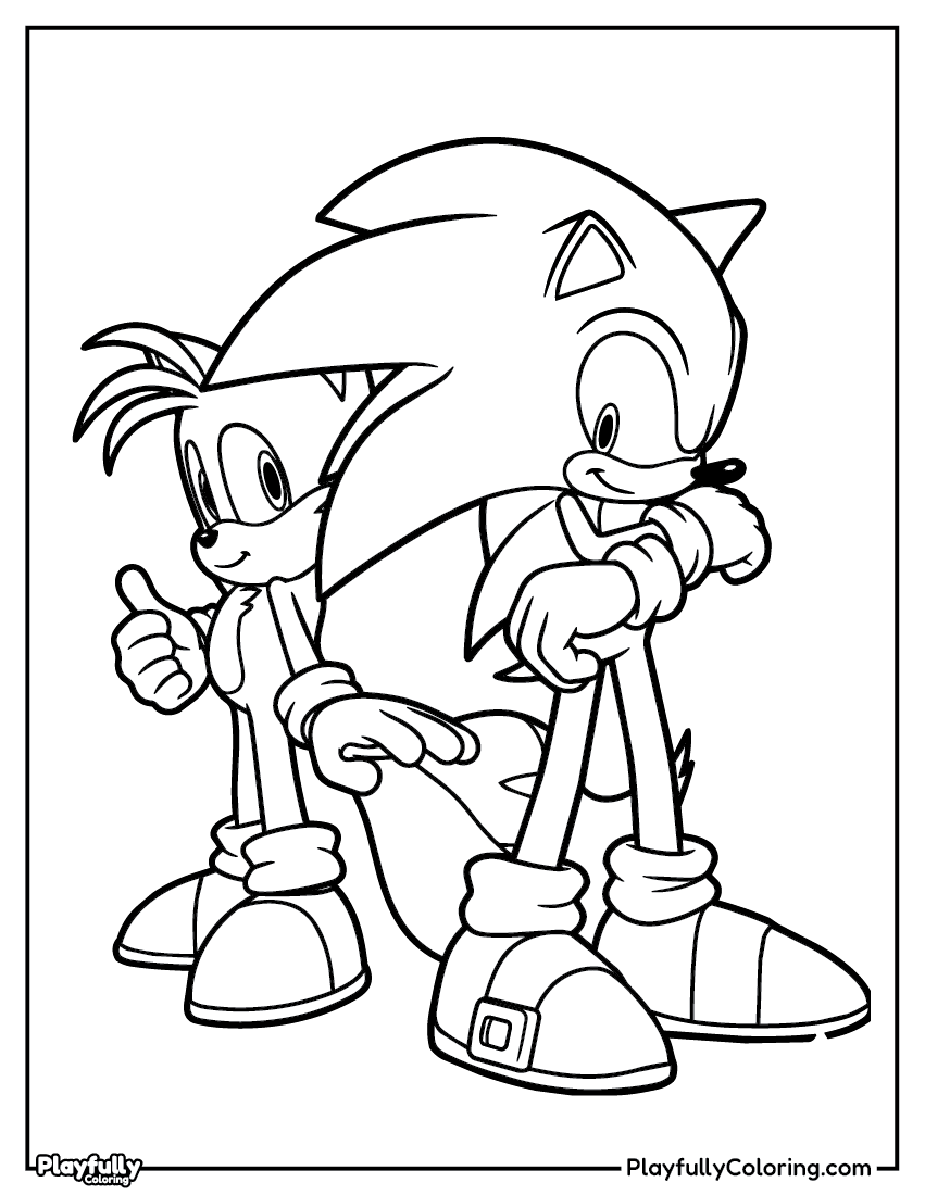 Sonic the Hedgehog Coloring Pages sonic and tails best friends duo coloring page
