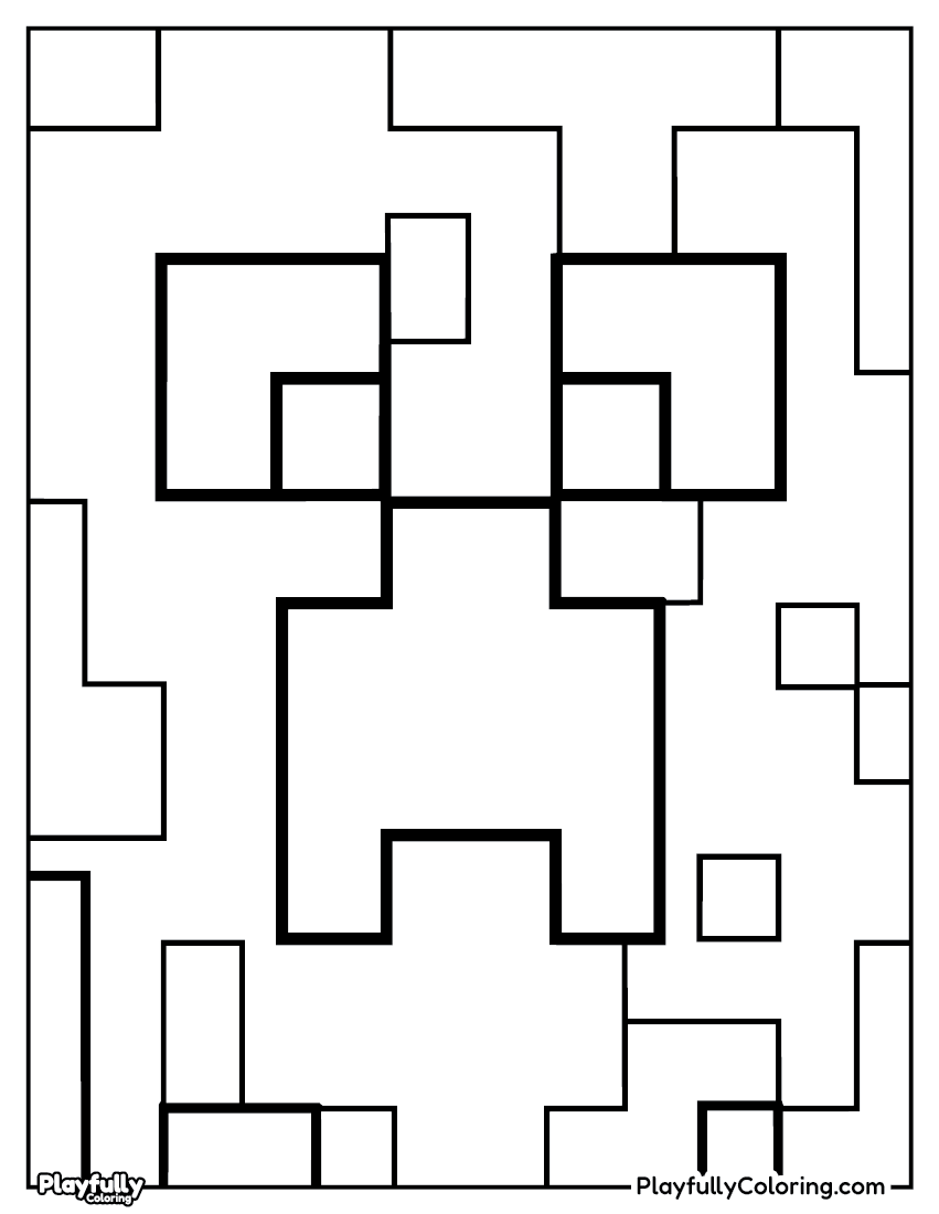 Minecraft Coloring Pages creeper face pixel coloring page