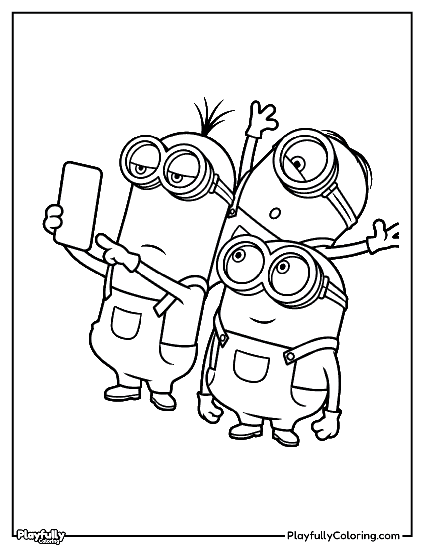 Minions Coloring Pages — Free Printable minions playing paper coloring page