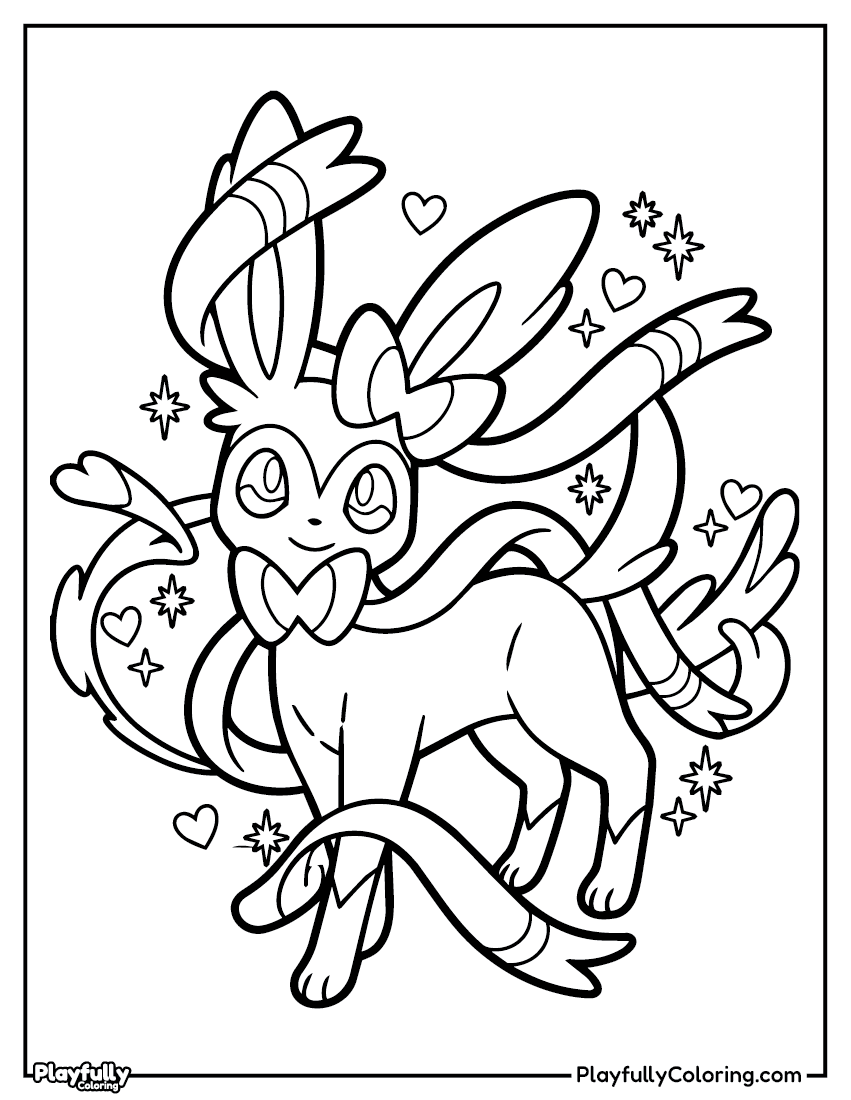 Pokemon Coloring Pages — Free PDF 6 glaceon and sylveon coloring page