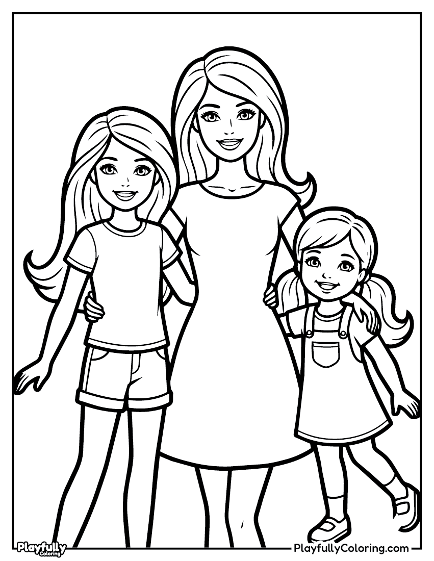 Barbie Coloring Pages Barbie and sisters coloring page
