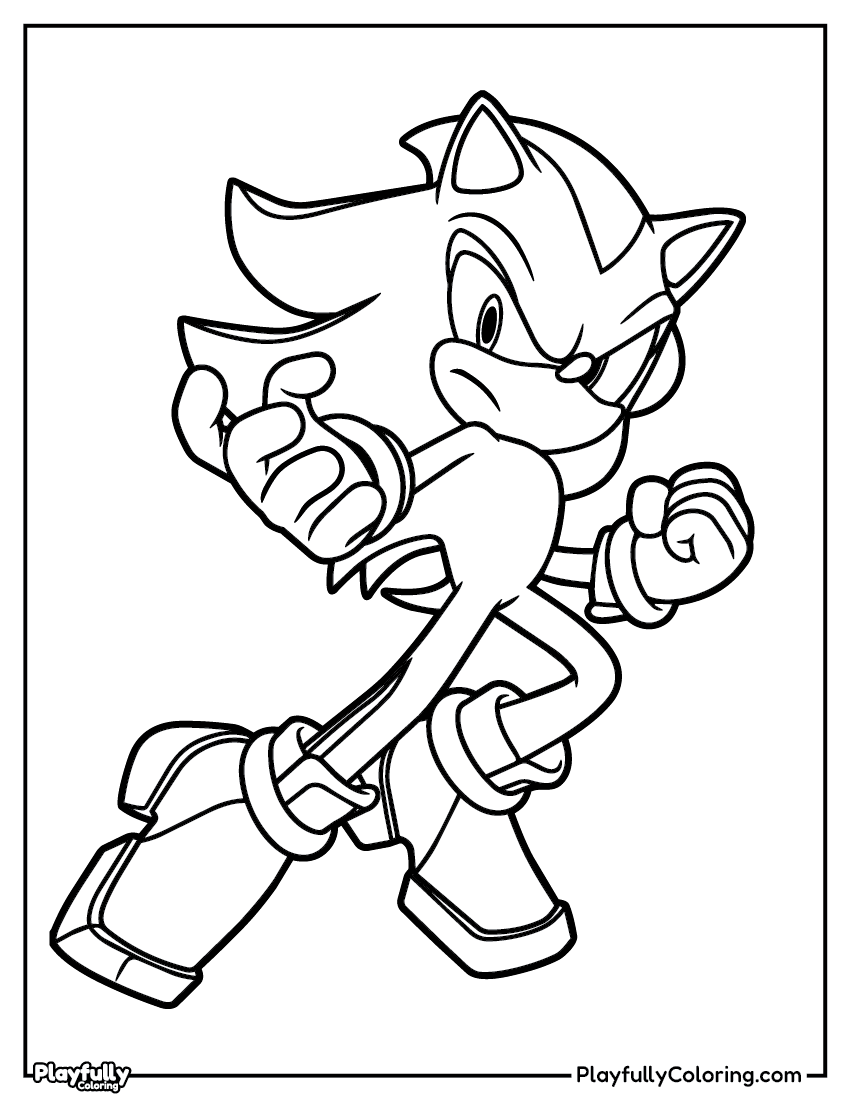 Sonic the Hedgehog Coloring Pages shadow the hedgehog determined antihero coloring page