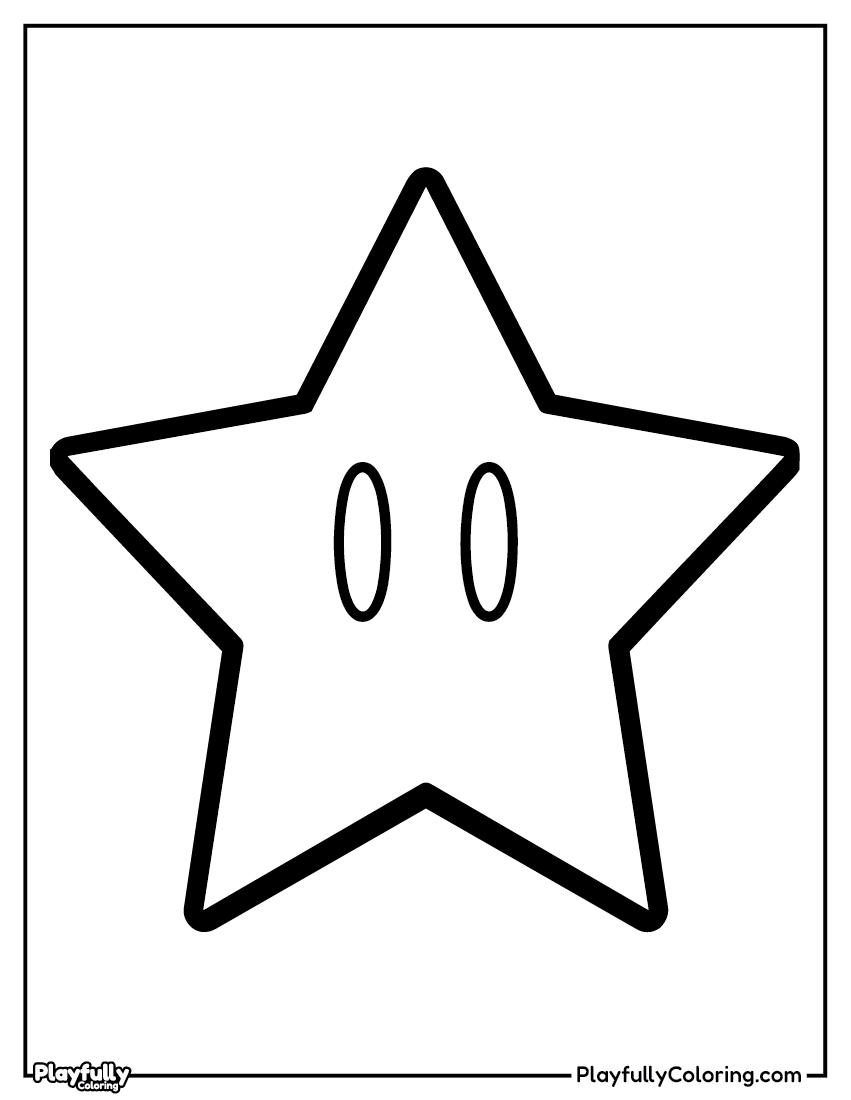 Mario Coloring Pages - Free Printables super mario star item with eyes coloring page