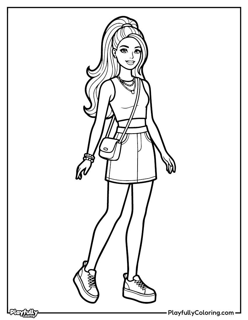 Barbie Coloring Pages Barbie casual fashionista coloring page