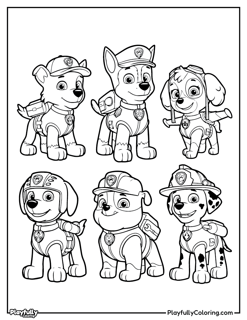 Paw Patrol Coloring Pages Paw patrol pups collection coloring page