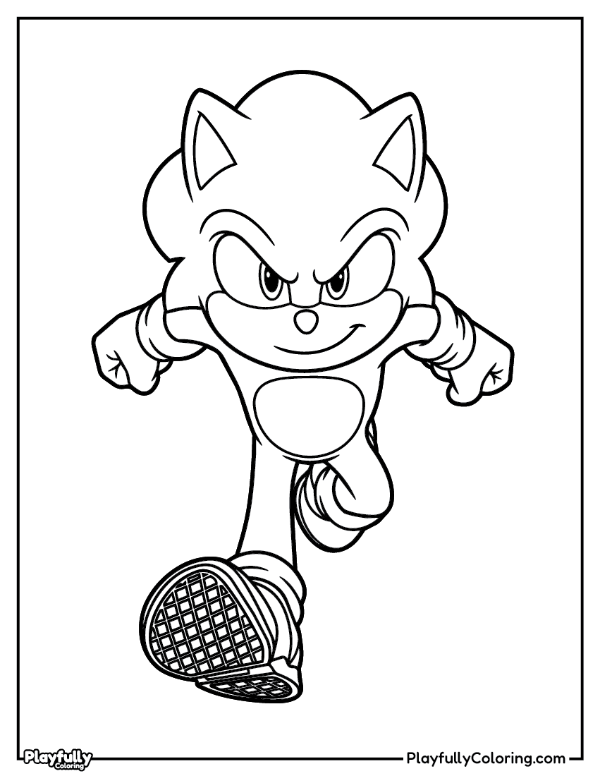 Sonic the Hedgehog Coloring Pages sonic running forward perspective view coloring page