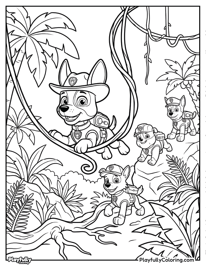 Paw Patrol Coloring Pages Paw patrol jungle adventure coloring page