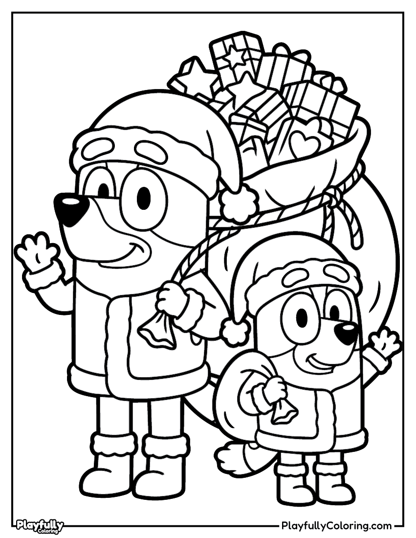 bluey heeler family adventure coloring page free printable