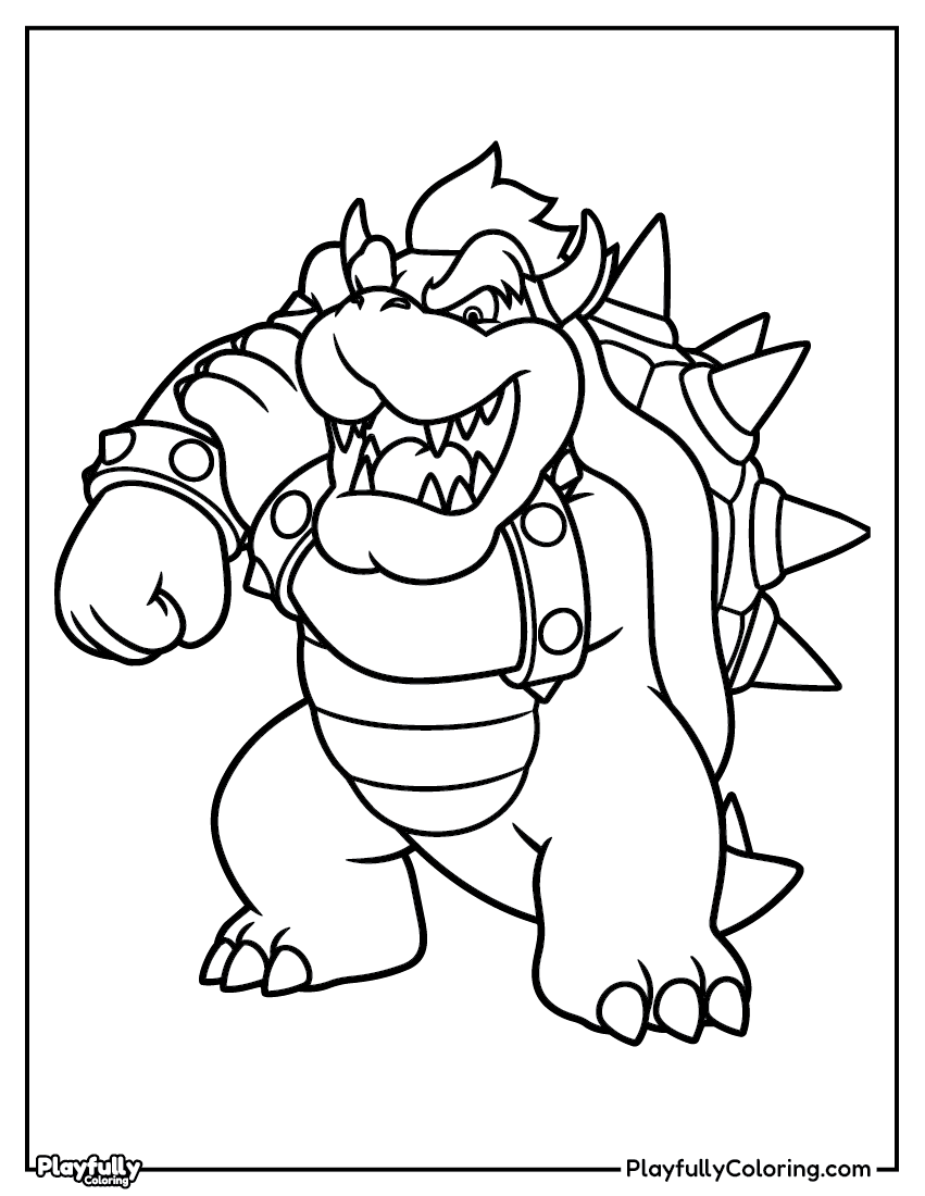 Mario Coloring Pages - Free Printables bowser king koopa angry pose coloring page