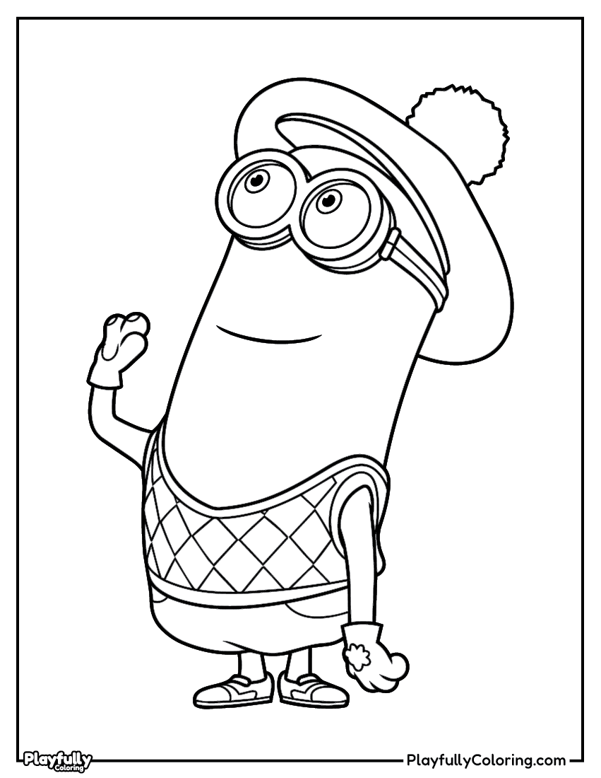 Minions Coloring Pages — Free Printable minion winter hat coloring page