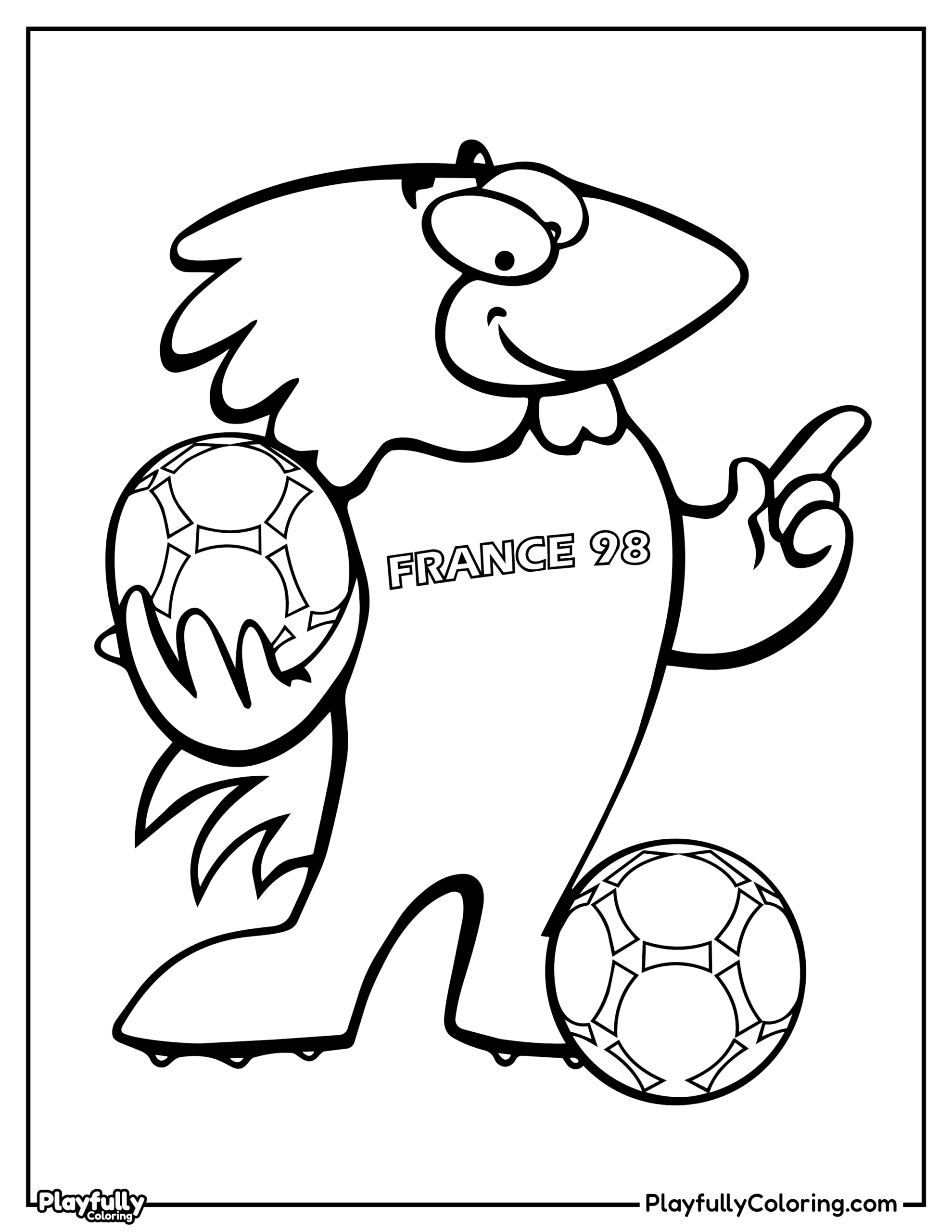 World Cup Mascots Coloring Pages All FIFA Mascots Footix the rooster, official mascot of the 1998 World Cup in France for painting.