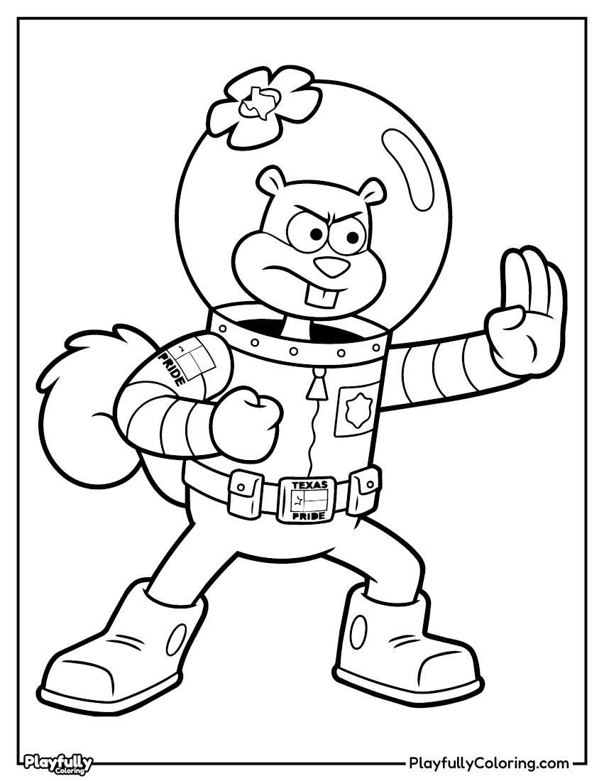 SpongeBob Coloring Pages sandy cheeks astronaut dome coloring page