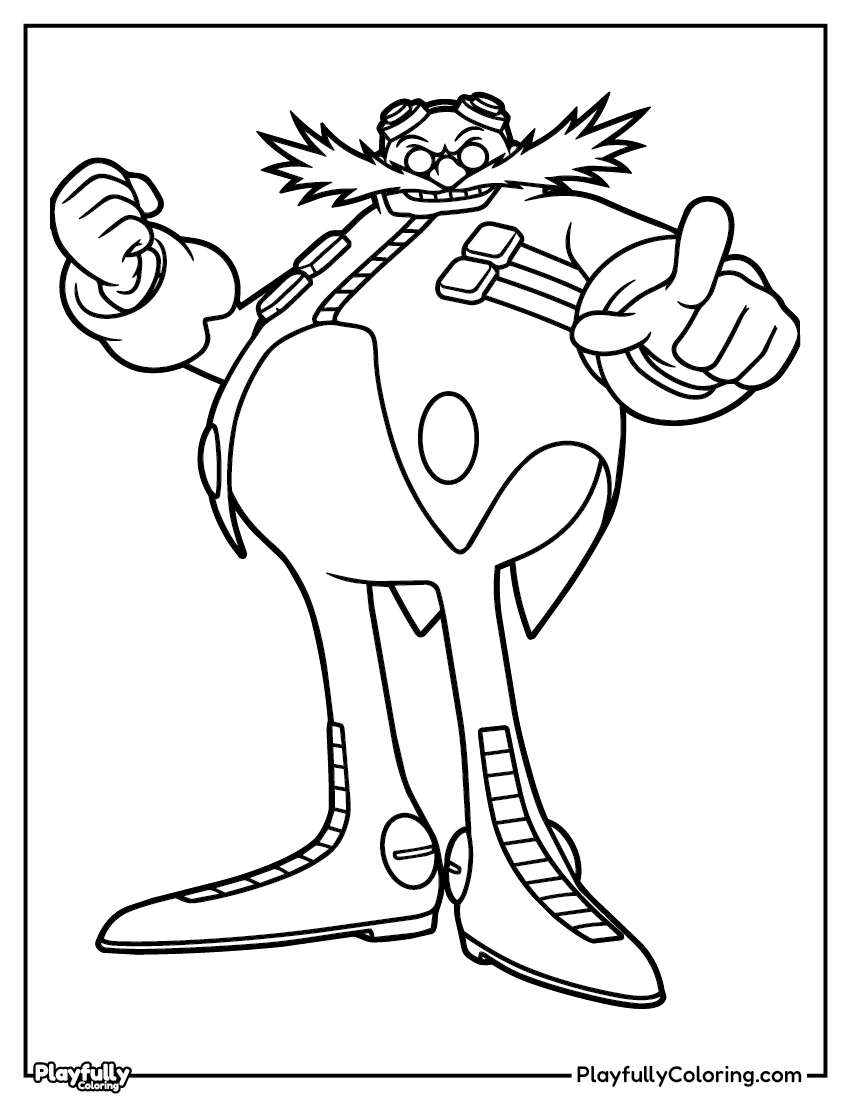 Sonic the Hedgehog Coloring Pages dr eggman robotnik villain pose coloring page