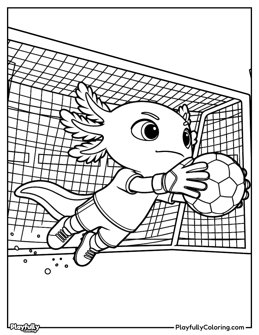 Animal Soccer Players Coloring Pages — Free PDF axolotl soccer player coloring page free printable
