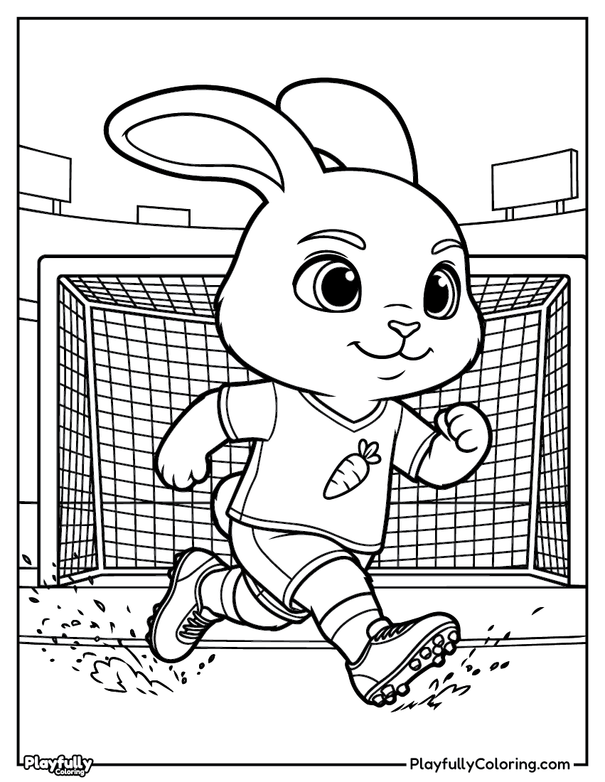 Animal Soccer Players Coloring Pages — Free PDF bunny playing soccer coloring page printable pdf