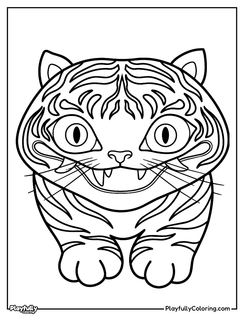 KPop Demon Hunters Coloring Pages derpy cat mascot full body coloring page