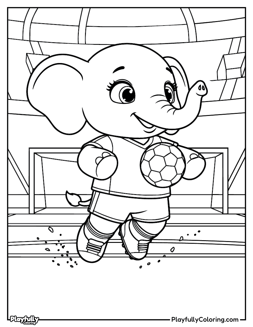 Animal Soccer Players Coloring Pages — Free PDF elephant soccer player coloring page free printable