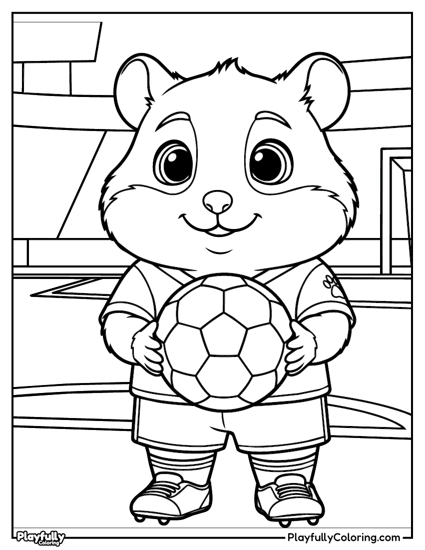 Animal Soccer Players Coloring Pages — Free PDF hamster playing football coloring page free printable