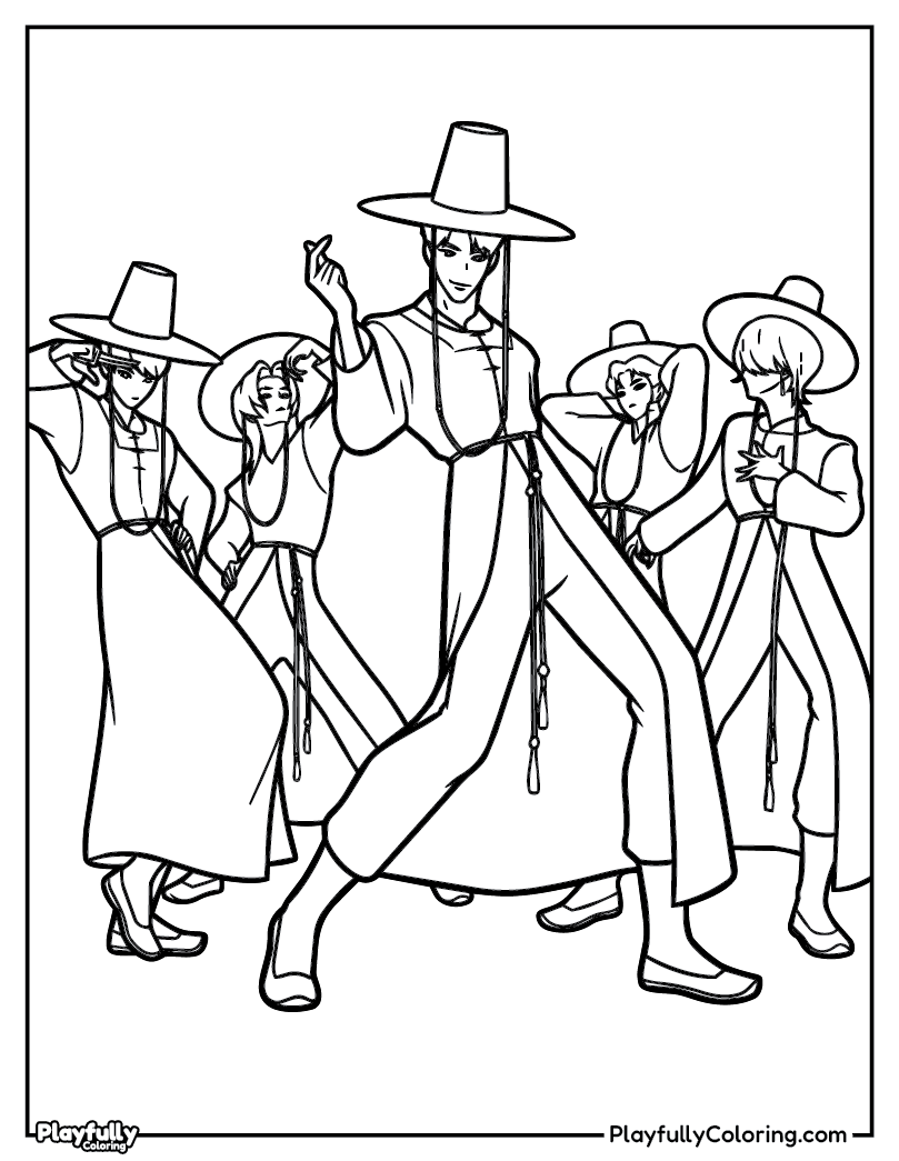 KPop Demon Hunters Coloring Pages huntrix kpop girl group dance coloring page