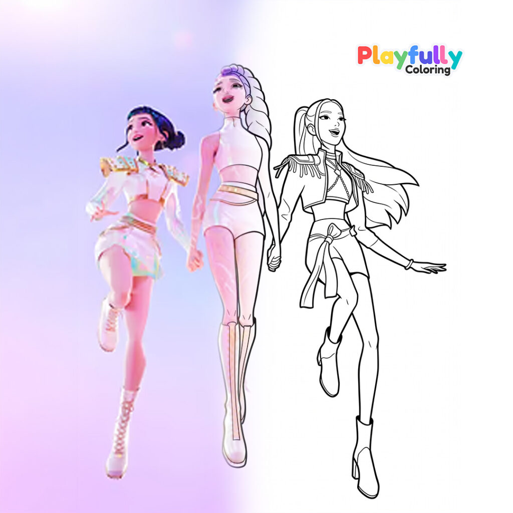 KPop Demon Hunters Coloring Pages kpop demon hunters coloring pages free printable pdf huntrx