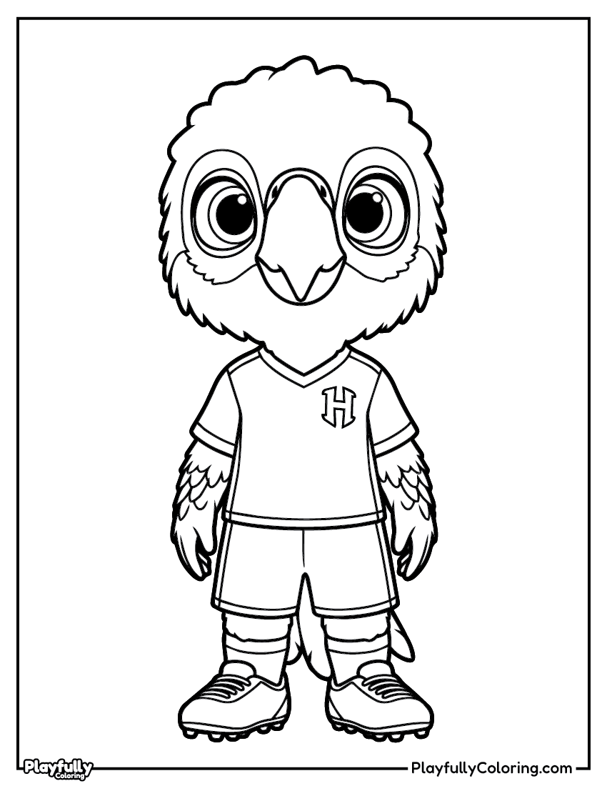 Animal Soccer Players Coloring Pages — Free PDF macaw playing soccer coloring page printable pdf