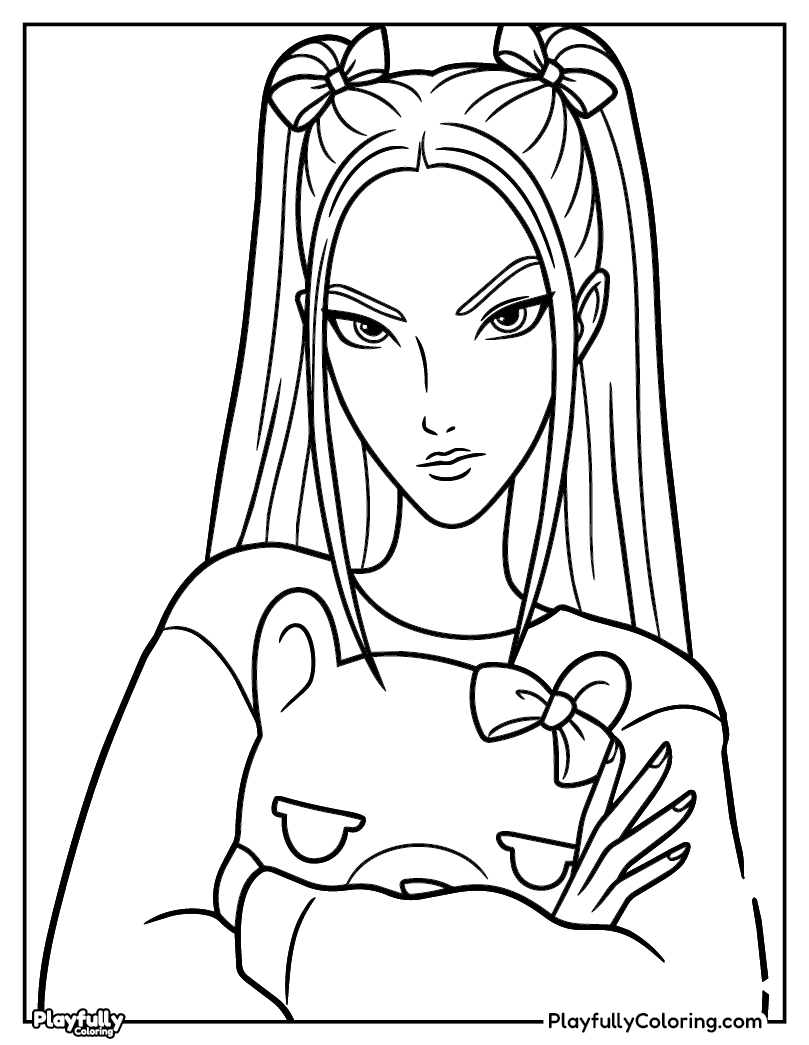 KPop Demon Hunters Coloring Pages mira huntrix kpop braids portrait coloring page