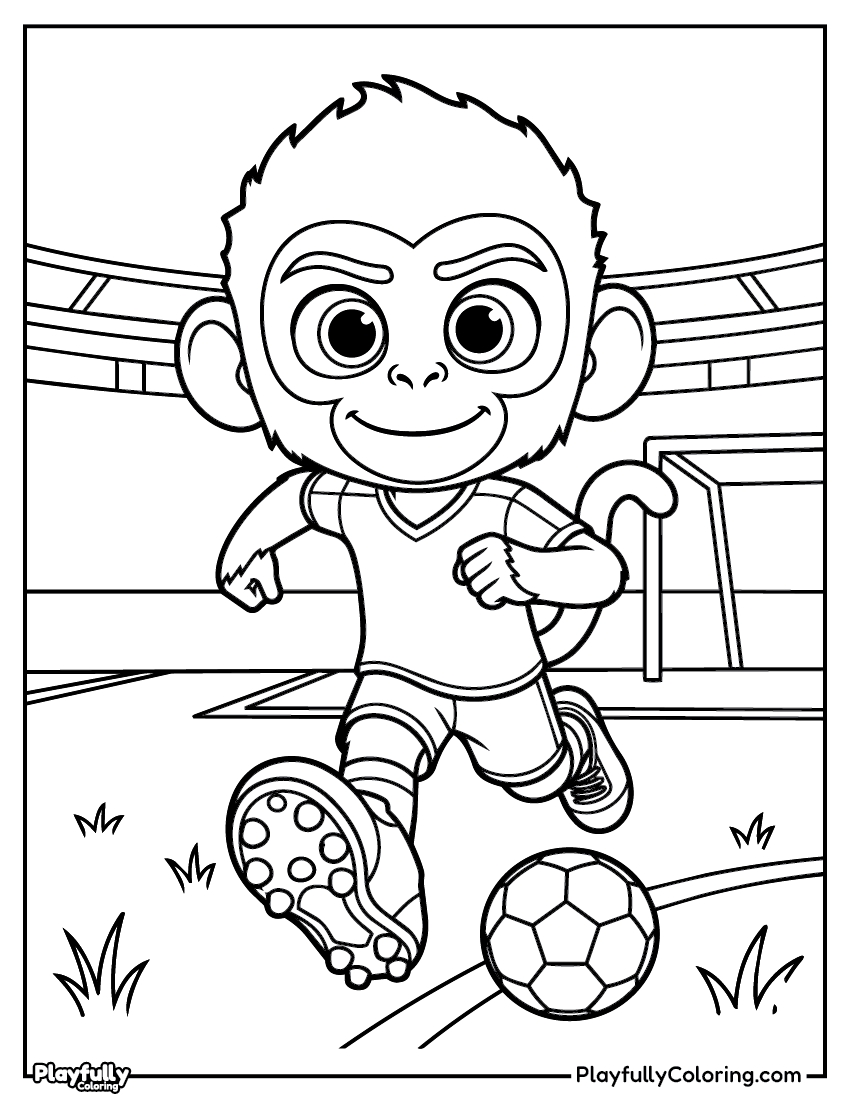 Animal Soccer Players Coloring Pages — Free PDF monkey soccer player coloring page free printable pdf