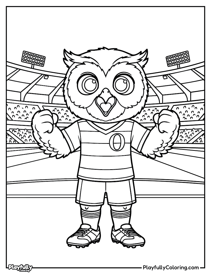 Animal Soccer Players Coloring Pages — Free PDF owl playing football coloring page free printable
