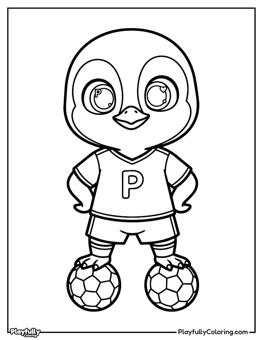 Animal Soccer Players Coloring Pages — Free PDF penguin playing soccer coloring page printable pdf