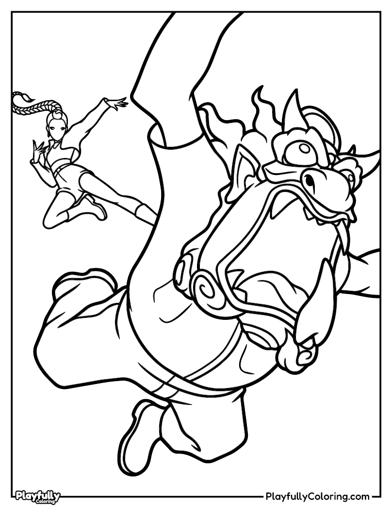 KPop Demon Hunters Coloring Pages rumi kicking demon huntrix coloring page