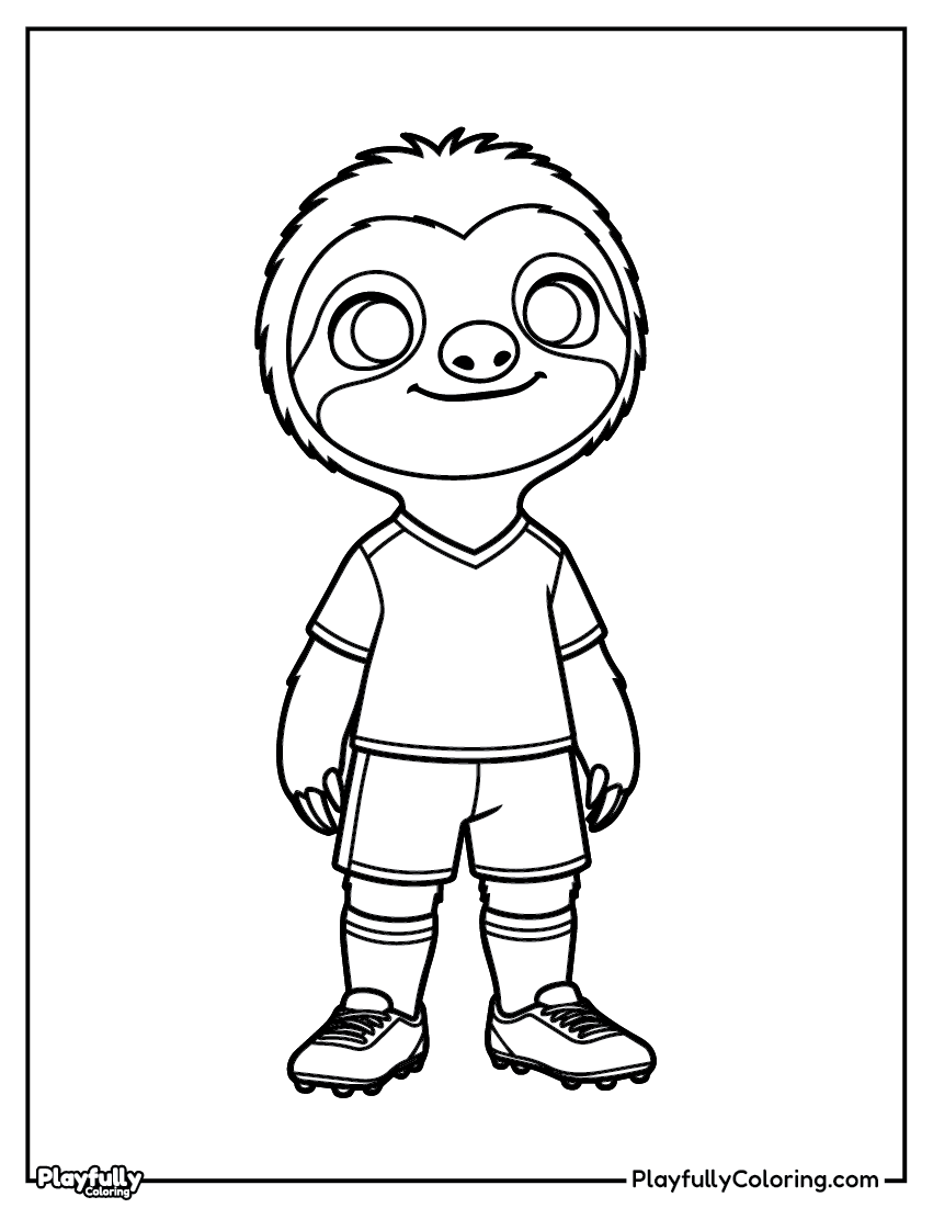 Animal Soccer Players Coloring Pages — Free PDF sloth playing football coloring page free printable