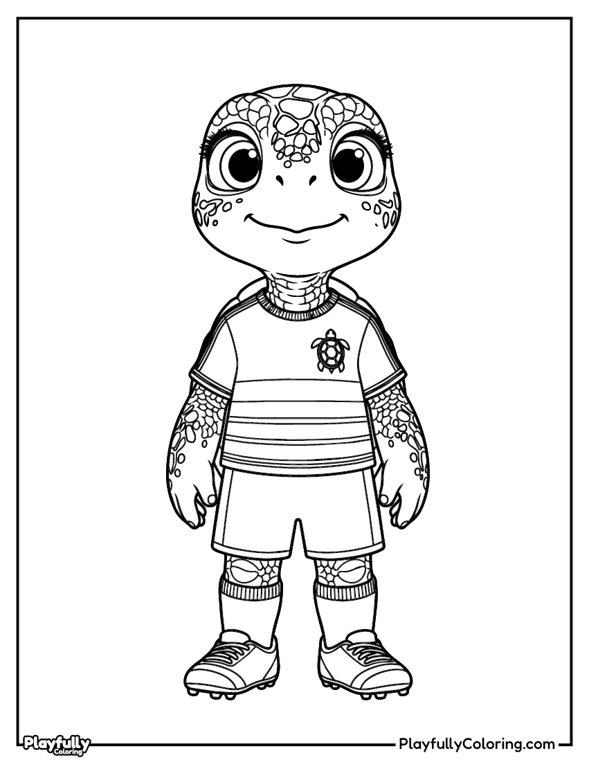 Animal Soccer Players Coloring Pages — Free PDF turtle soccer player coloring page free printable pdf