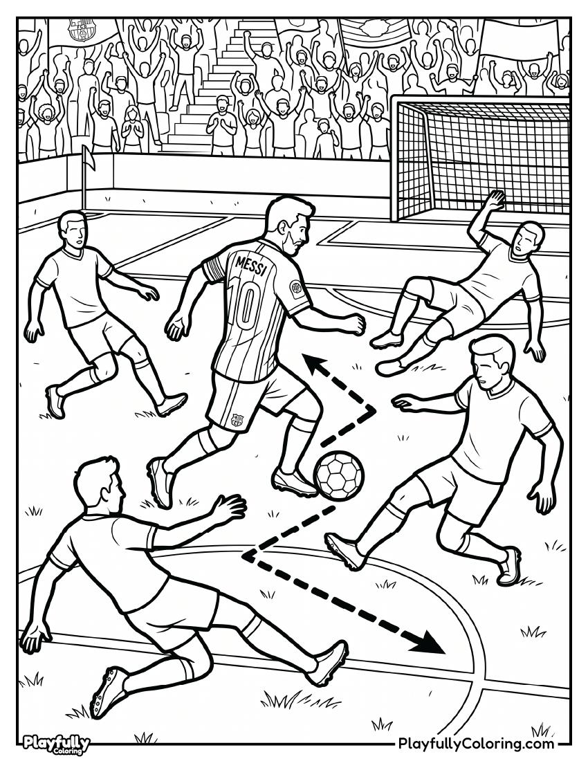 Lionel Messi Coloring Pages 1 lionel messi dribbling barcelona coloring page