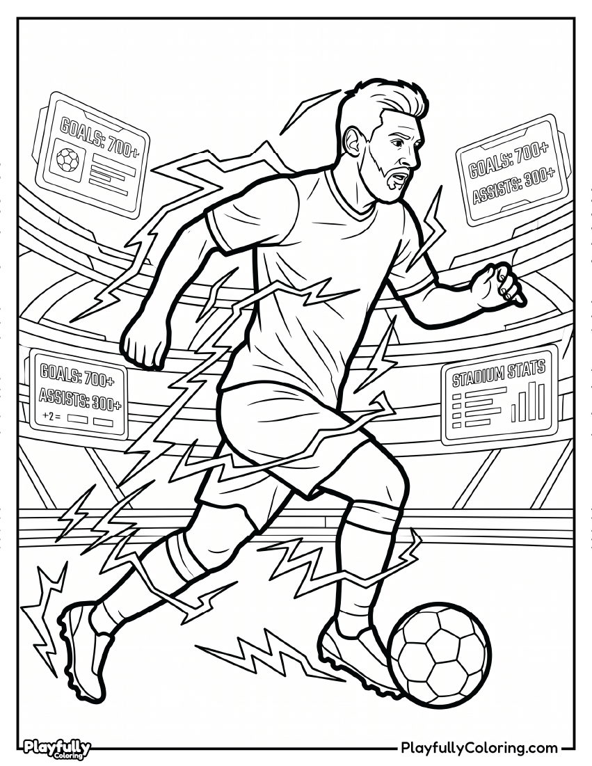 Lionel Messi Coloring Pages 12 lionel messi sci fi stadium stats coloring page