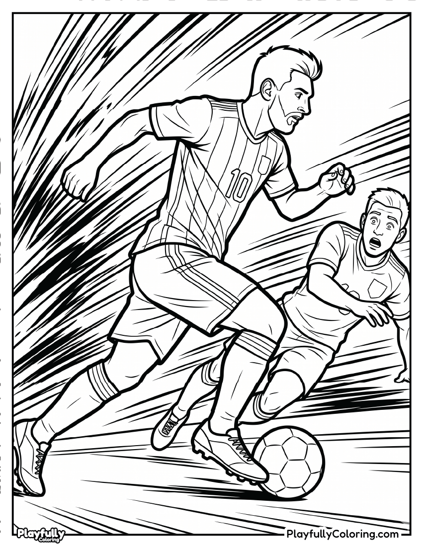Lionel Messi Coloring Pages 15 lionel messi fast dribbling speed lines coloring page