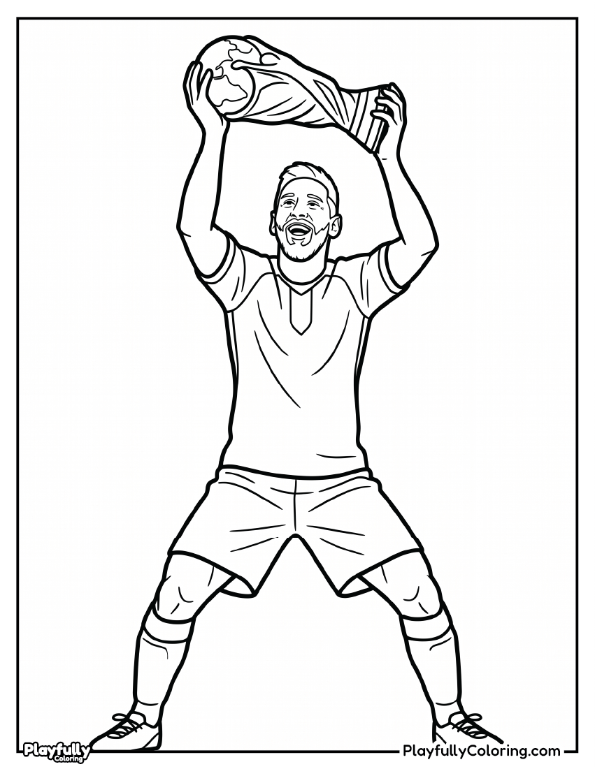 Lionel Messi Coloring Pages 16 messi holding world cup above head coloring sheet
