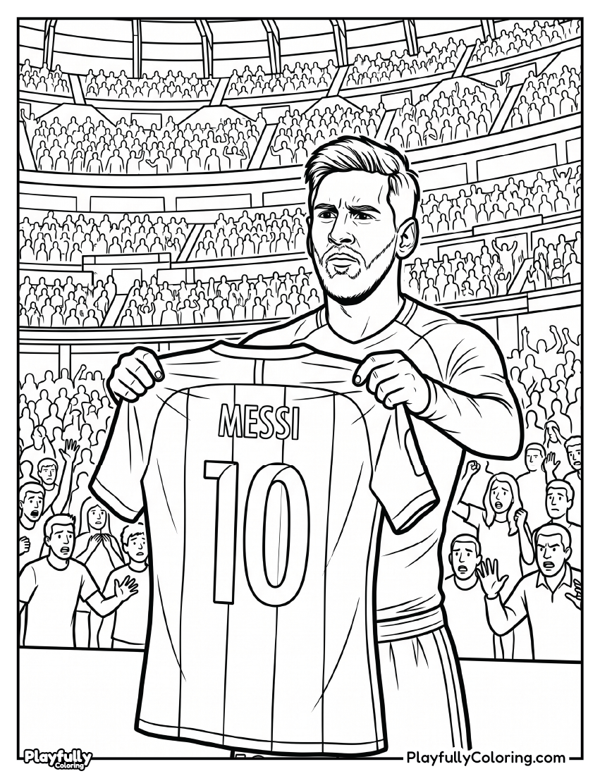 Lionel Messi Coloring Pages 17 messi holding shirt el clasico coloring page