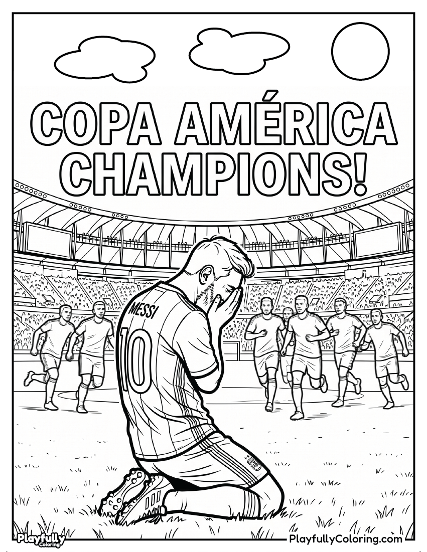 Lionel Messi Coloring Pages 19 messi copa america champions kneeling coloring sheet