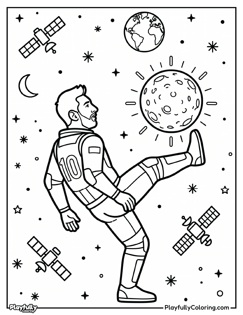 Lionel Messi Coloring Pages 21 lionel messi astronaut space soccer coloring page
